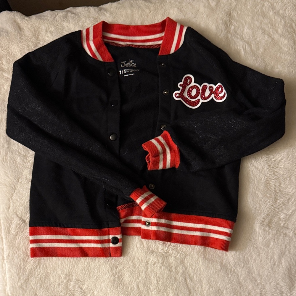 Justice Black and Red Love Varsity Jacket